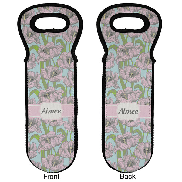 Wild Tulips Wine Tote Front & Back