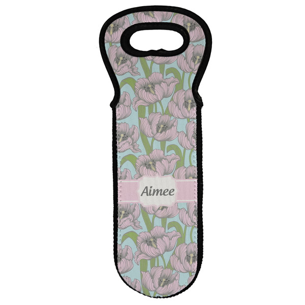 Custom Wild Tulips Wine Tote Bag (Personalized)