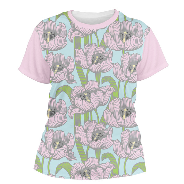 Custom Wild Tulips Women's Crew T-Shirt - 2X Large