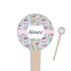 Wild Tulips 4" Round Wooden Food Picks - Double Sided (Personalized)