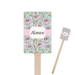 Wild Tulips 6.25" Rectangle Wooden Stir Sticks - Single Sided (Personalized)
