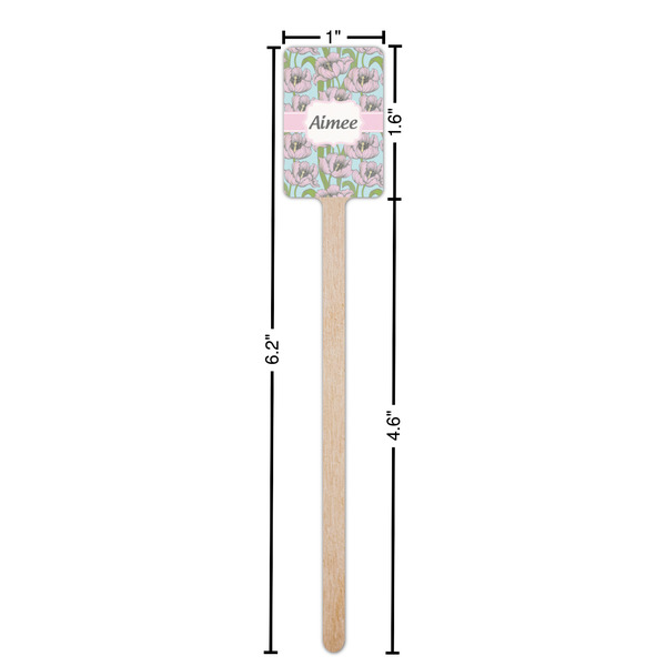 Wild Tulips Wooden 6.25" Stir Stick - Rectangular - Dimensions