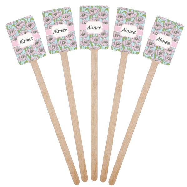 Wild Tulips Wooden 6.25" Stir Stick - Rectangular - Fan View