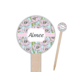 Wild Tulips 6" Round Wooden Food Picks - Double Sided (Personalized)