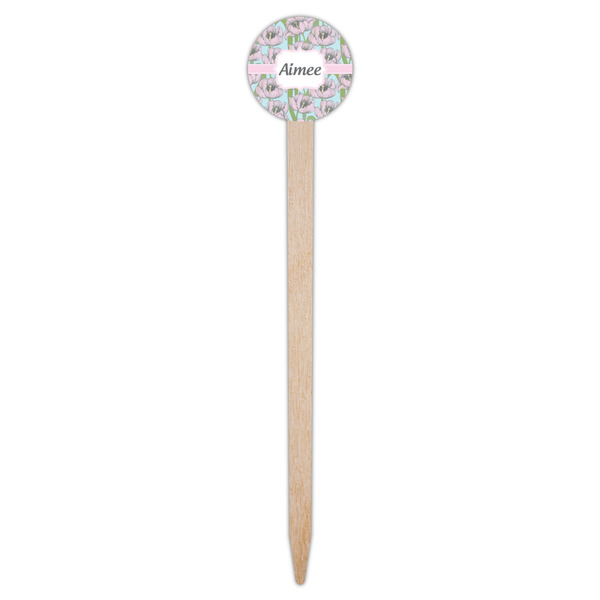 Wild Tulips Wooden 6" Food Pick - Round - Single Pick