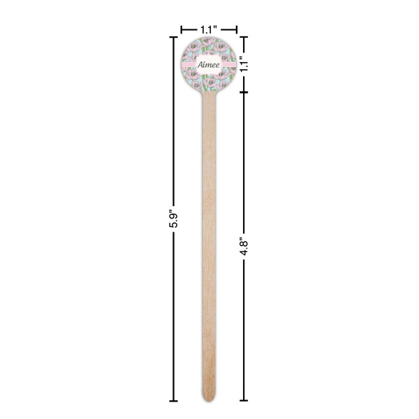 Wild Tulips Wooden 6" Stir Stick - Round - Dimensions