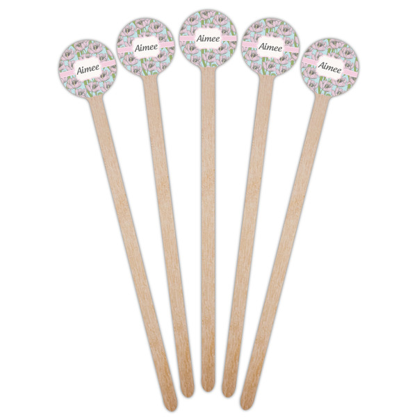 Wild Tulips Wooden 6" Stir Stick - Round - Fan View