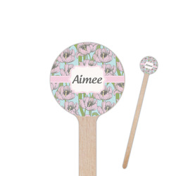 Wild Tulips 7.5" Round Wooden Stir Sticks - Single Sided (Personalized)