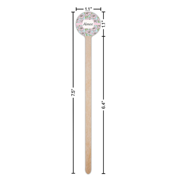 Wild Tulips Wooden 7.5" Stir Stick - Round - Dimensions