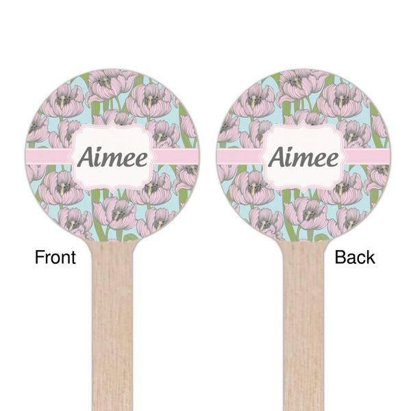 Wild Tulips Wooden 7.5" Stir Stick - Round - Double Sided - Front & Back
