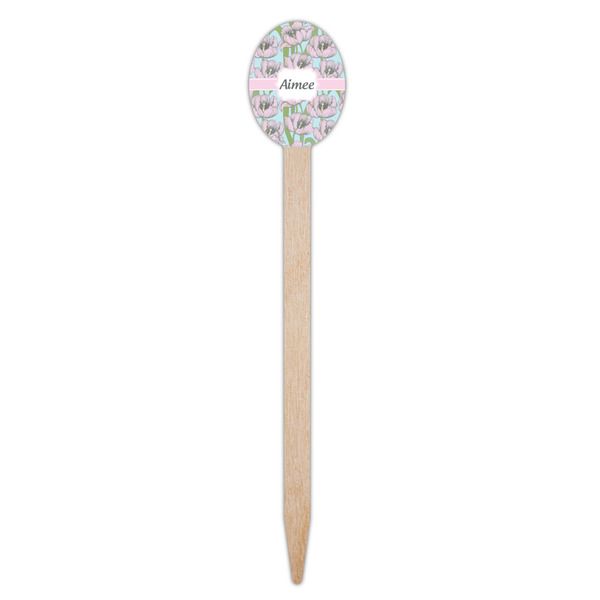 Wild Tulips Wooden Food Pick - Oval - Single Pick