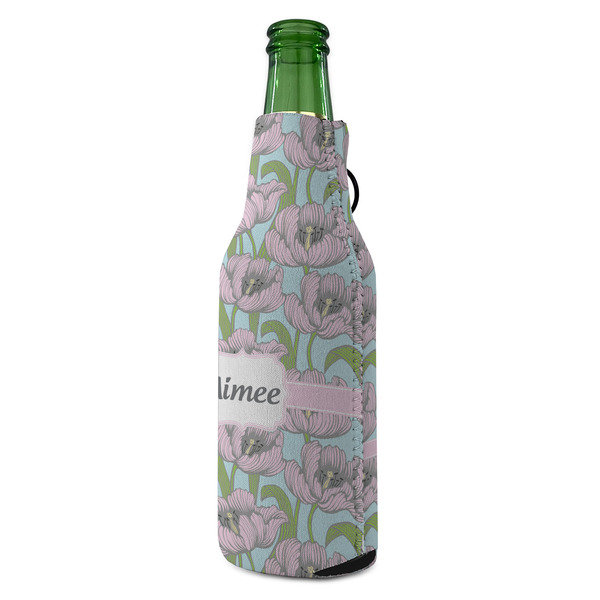 Wild Tulips Zipper Bottle Cooler - ANGLE (bottle)