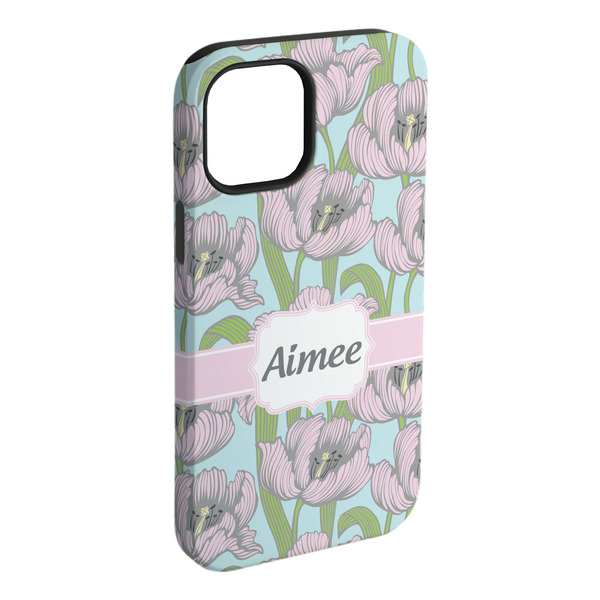 Custom Wild Tulips iPhone Case - Rubber Lined - iPhone 15 Plus (Personalized)