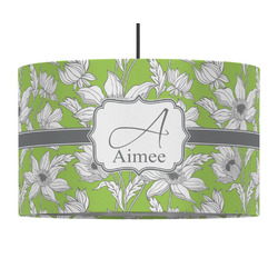 Wild Daisies 12" Drum Pendant Lamp - Fabric (Personalized)