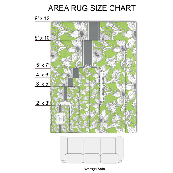 Wild Daisies 2'x3' Indoor Area Rugs - Size Chart