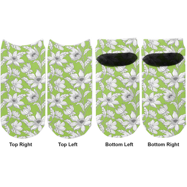 Wild Daisies Adult Ankle Socks - Double Pair - Front and Back - Apvl