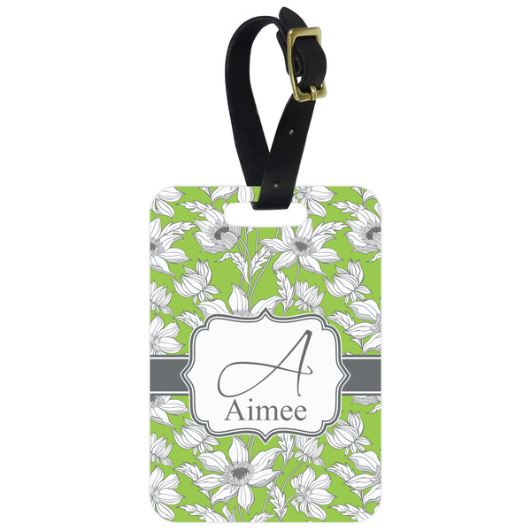 Custom Wild Daisies Metal Luggage Tag w/ Name and Initial