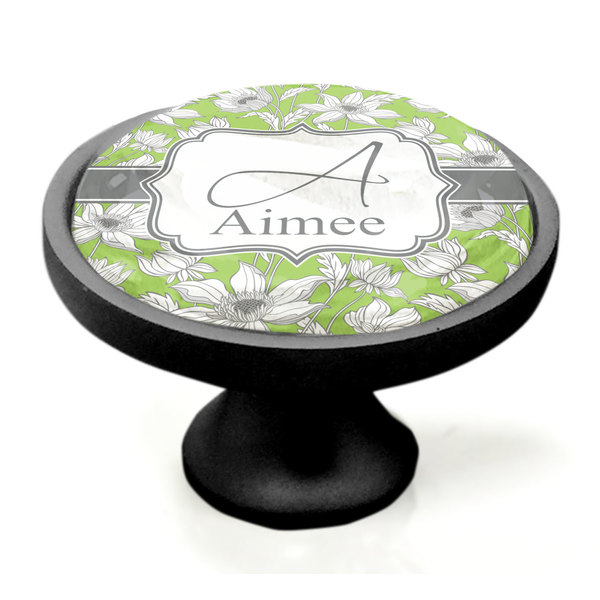Wild Daisies Black Custom Cabinet Knob (Side)