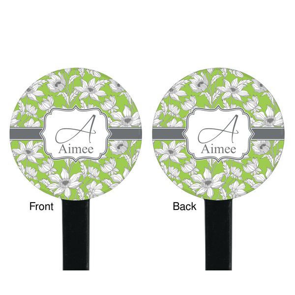 Wild Daisies Black Plastic 7" Stir Stick - Double Sided - Round - Front & Back