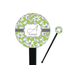 Wild Daisies 7" Round Plastic Stir Sticks - Black - Single Sided (Personalized)