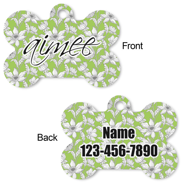 Wild Daisies Bone Shaped Dog ID Tag - Large - Approval
