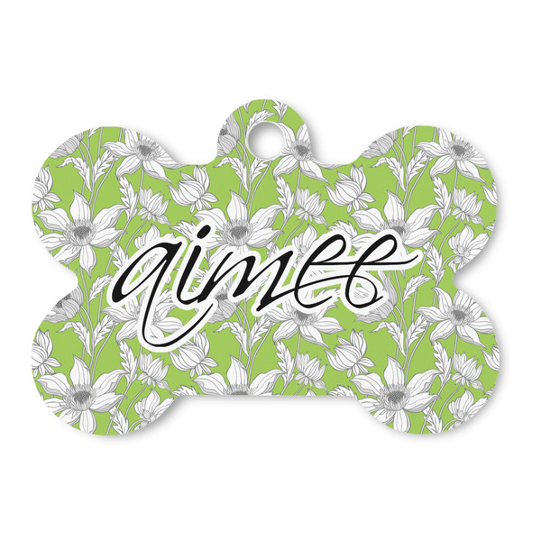 Custom Wild Daisies Bone Shaped Dog ID Tag (Personalized)