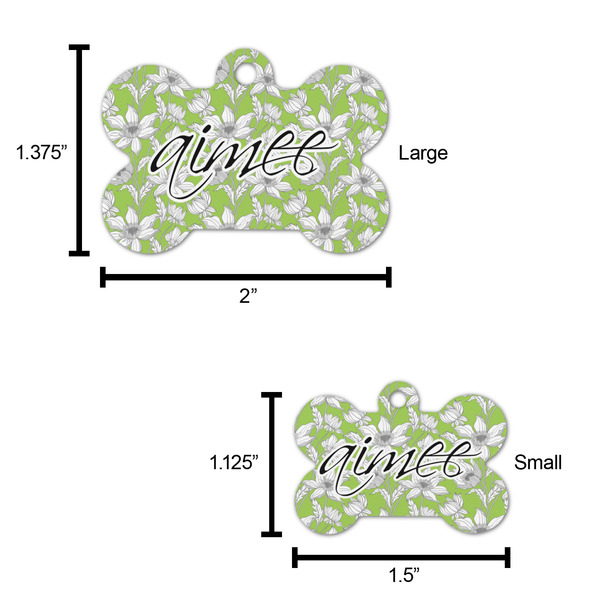 Wild Daisies Bone Shaped Dog ID Tag - Large - Scale