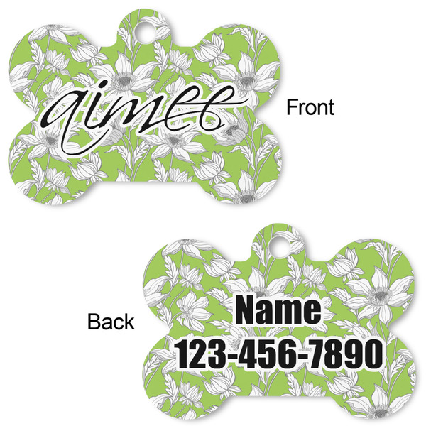 Wild Daisies Bone Shaped Dog Tag - Front & Back