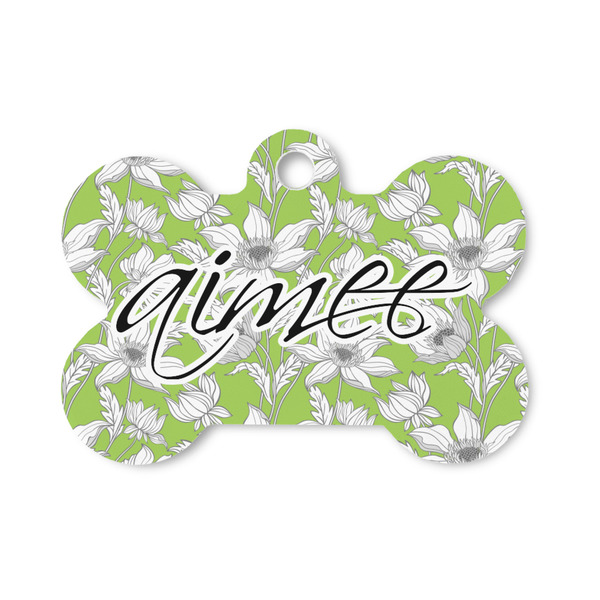 Custom Wild Daisies Bone Shaped Dog ID Tag - Small (Personalized)