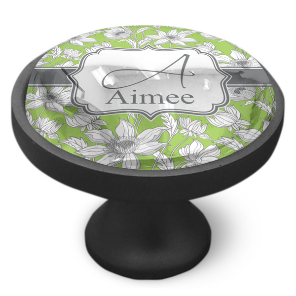 Wild Daisies Cabinet Knob - Black - Side