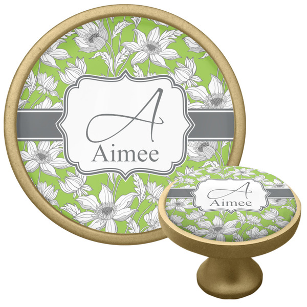 Custom Wild Daisies Cabinet Knob - Gold (Personalized)