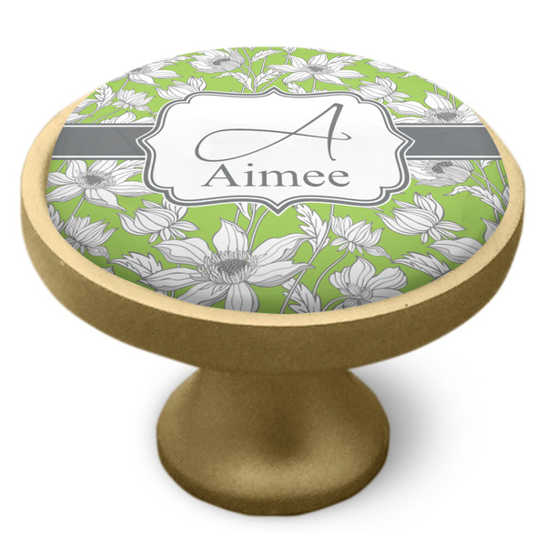 Wild Daisies Cabinet Knob - Gold - Side