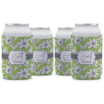 Wild Daisies Can Cooler (12 oz) - Set of 4 w/ Name and Initial