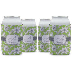Wild Daisies Can Cooler (12 oz) - Set of 4 w/ Name and Initial