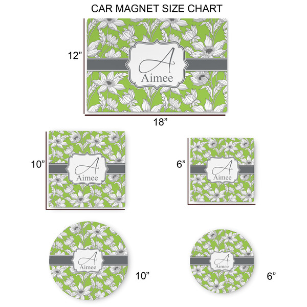 Wild Daisies Car Magnets - SIZE CHART