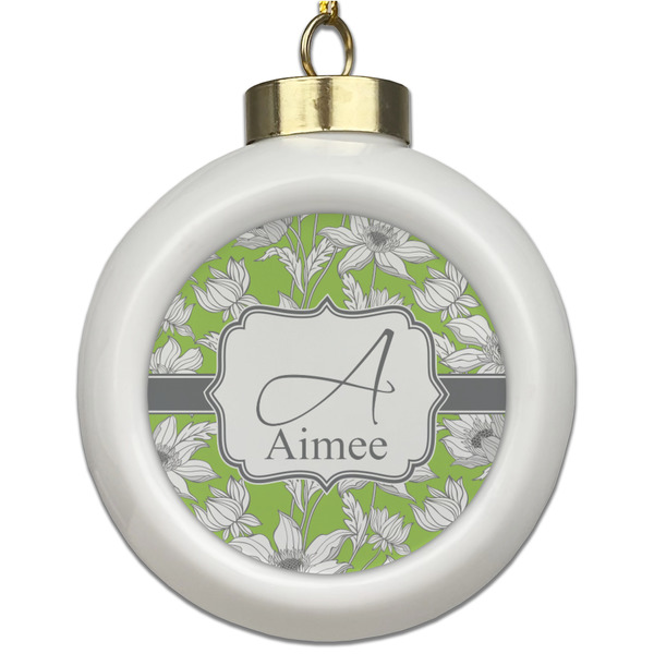 Custom Wild Daisies Ceramic Ball Ornament (Personalized)