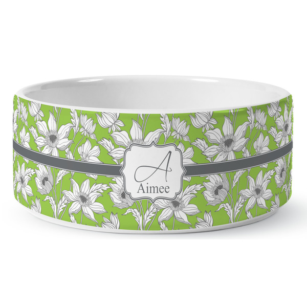 Wild Daisies Ceramic Dog Bowl - Medium - Front