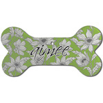 Wild Daisies Ceramic Dog Ornament - Front w/ Name and Initial