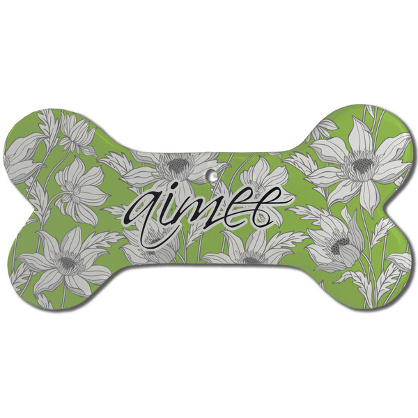 Custom Wild Daisies Ceramic Dog Ornament - Front w/ Name and Initial