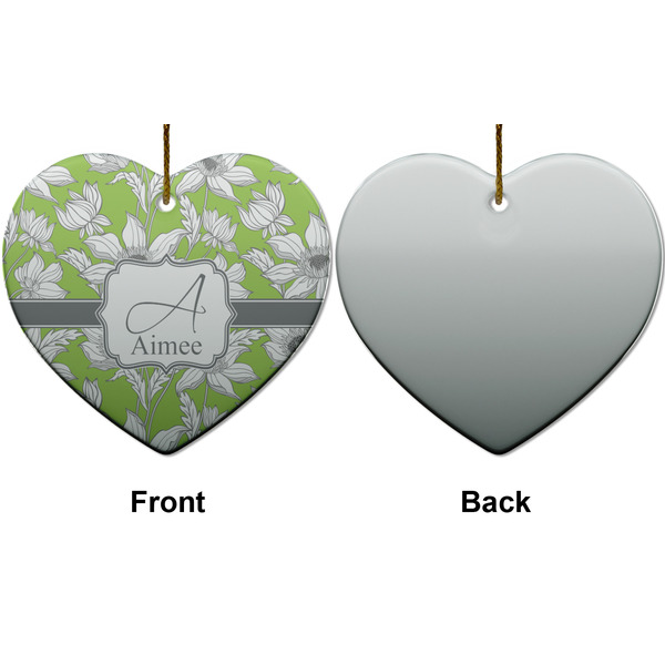 Wild Daisies Ceramic Flat Ornament - Heart Front & Back (APPROVAL)