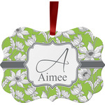 Wild Daisies Metal Frame Ornament - Double Sided w/ Name and Initial