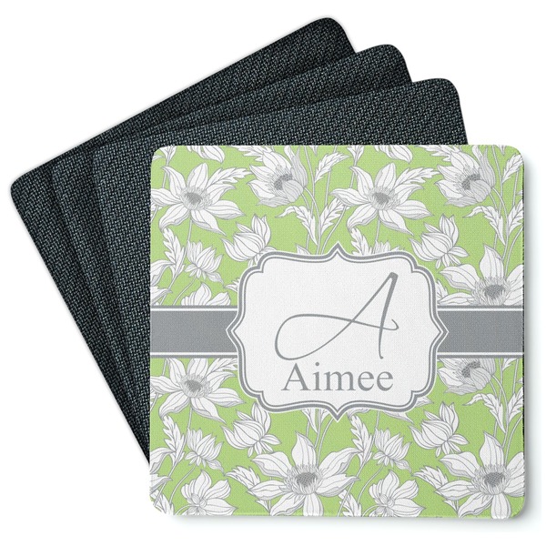 Custom Wild Daisies Square Rubber Backed Coasters - Set of 4 (Personalized)