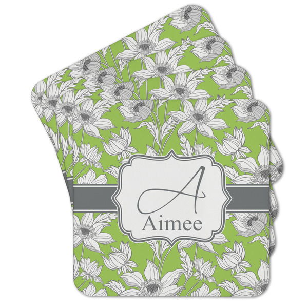 Custom Wild Daisies Cork Coaster - Set of 4 w/ Name and Initial