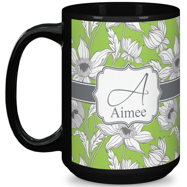 Custom Wild Daisies 15 Oz Coffee Mug - Black (Personalized)