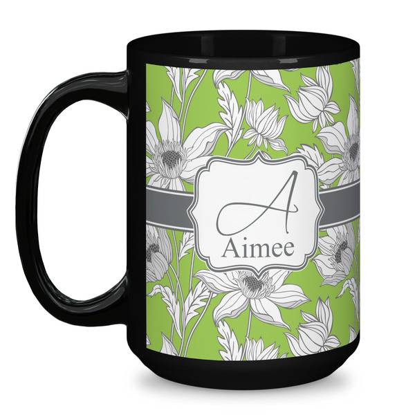 Wild Daisies Coffee Mug - 15 oz - Black