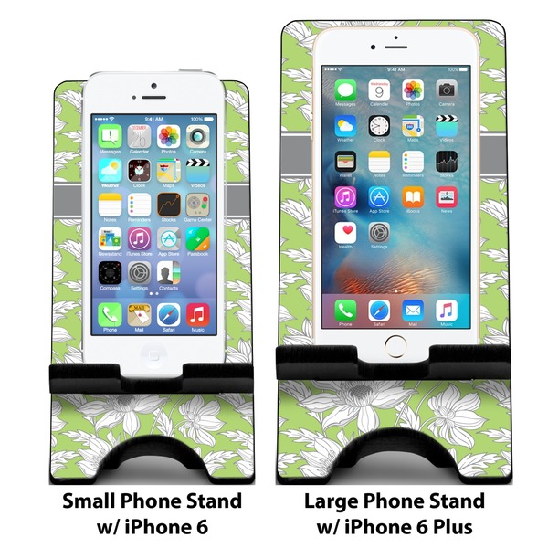 Wild Daisies Compare Phone Stand Sizes - with iPhones