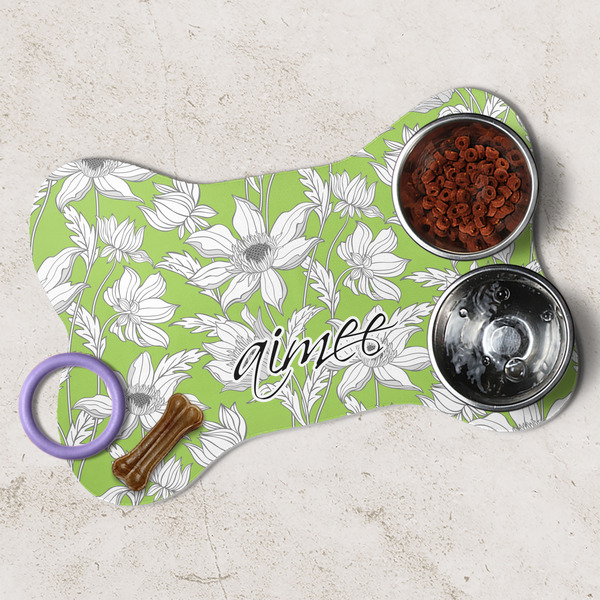 Wild Daisies Dog Bone Shaped Mat Lifestyle