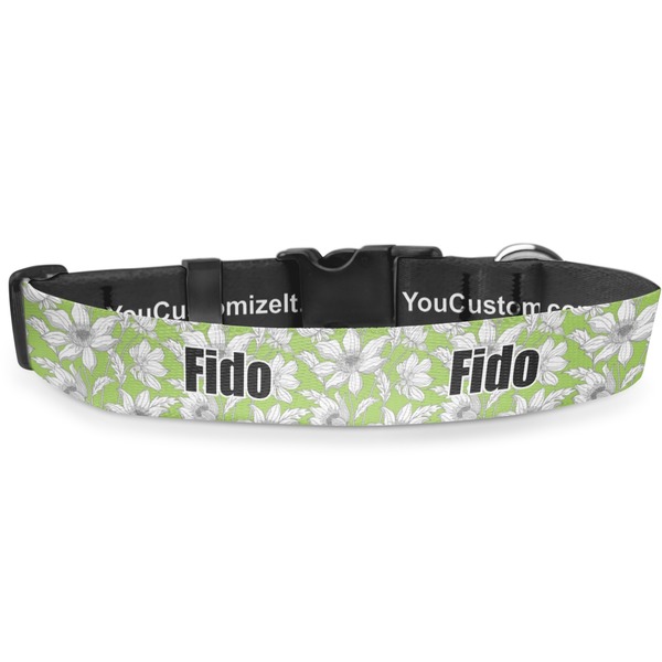 Custom Wild Daisies Deluxe Dog Collar - Large (13" to 21") (Personalized)