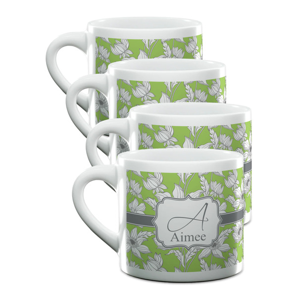 Custom Wild Daisies Double Shot Espresso Cups - Set of 4 (Personalized)