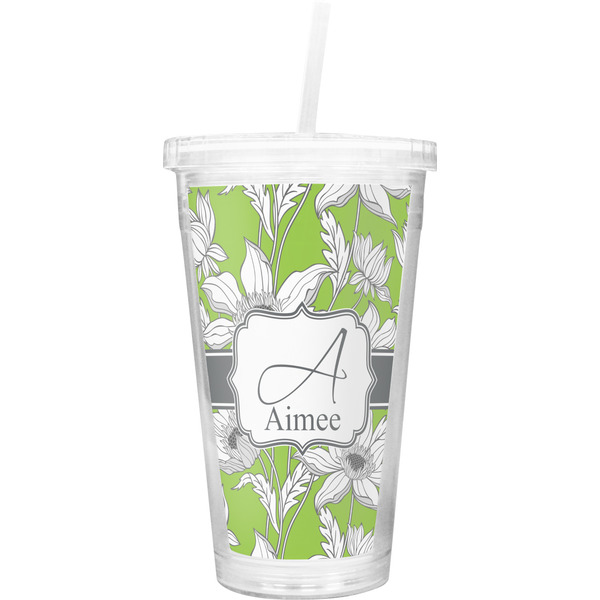 Custom Wild Daisies Double Wall Tumbler with Straw (Personalized)